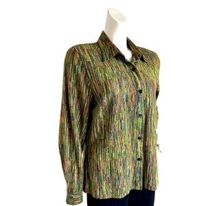 GIANNI SPORT Multicolored Green Pink Blue Yellow long sleeve shirt Size 12